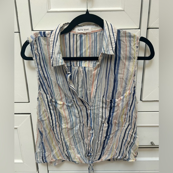 Bella Dahl Tops - Bella Dahl Striped Multicolor Sleeveless Button-Front Top